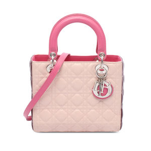Pre-Loved Dior Medium Tricolor Lambskin Cannage Lady Dior